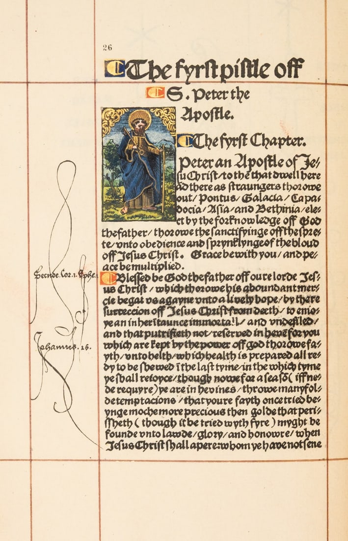 Tyndale (William).- Bible, English. The First New Testament Printed in the English: Tyndale (William).- Bible, English. The First New Testament Printed in the English Language (1525 or 1526) Translated from the Greek by William Tyndale. Reproduced in Facsimile with an Introduction