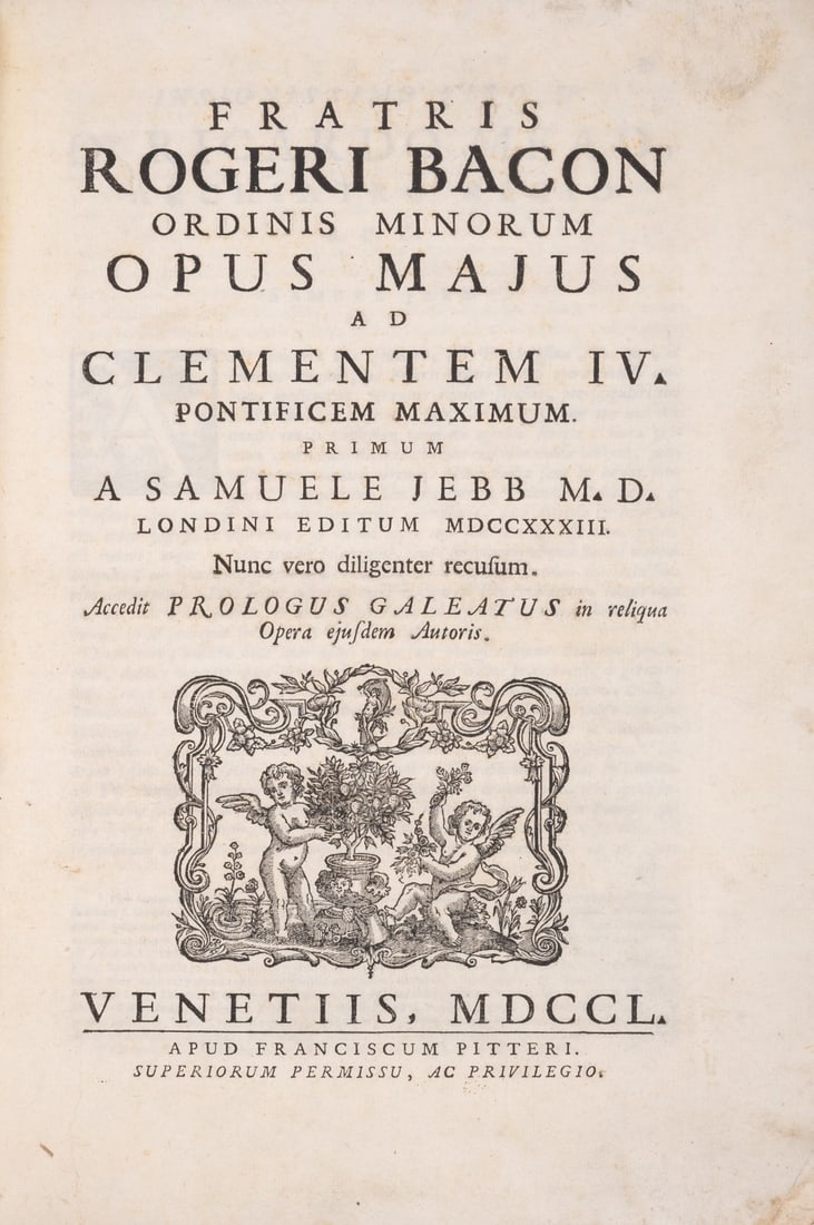 Bacon (Roger) Opus Majus, Venice, Francesco Pitteri, 1750 (1 of 1)