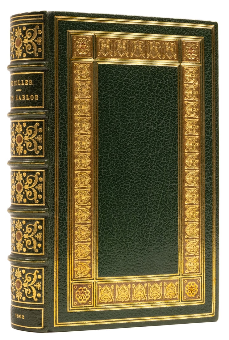 Visinand (A., binder).- Schiller (Friedrich) Don Karlos Infant von Spanien, engraved plates, bound: Visinand (A., binder).- Schiller (Friedrich) Don Karlos Infant von Spanien, engraved portrait of Elisabeth of Valois after Tischbein and 5 plates after Catel, bound in handsome green morocco with