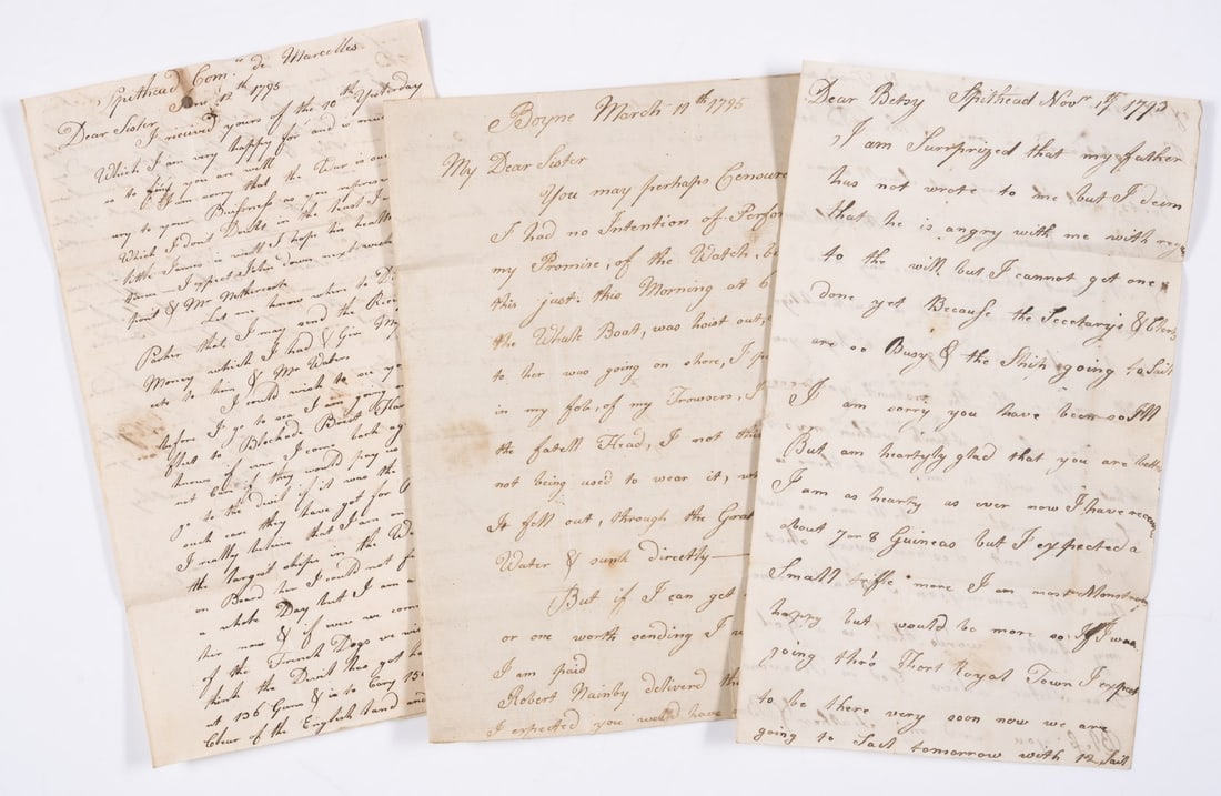 Naval.- Way (James, Sailor in Royal Navy) Autograph Letters signed to his sister, discussing (1 of 1)