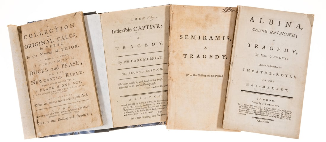 More (Hannah) The Inflexible Captive: a Tragedy, second edition, Bristol, S. Farley, 1774; and 3 (1 of 1)