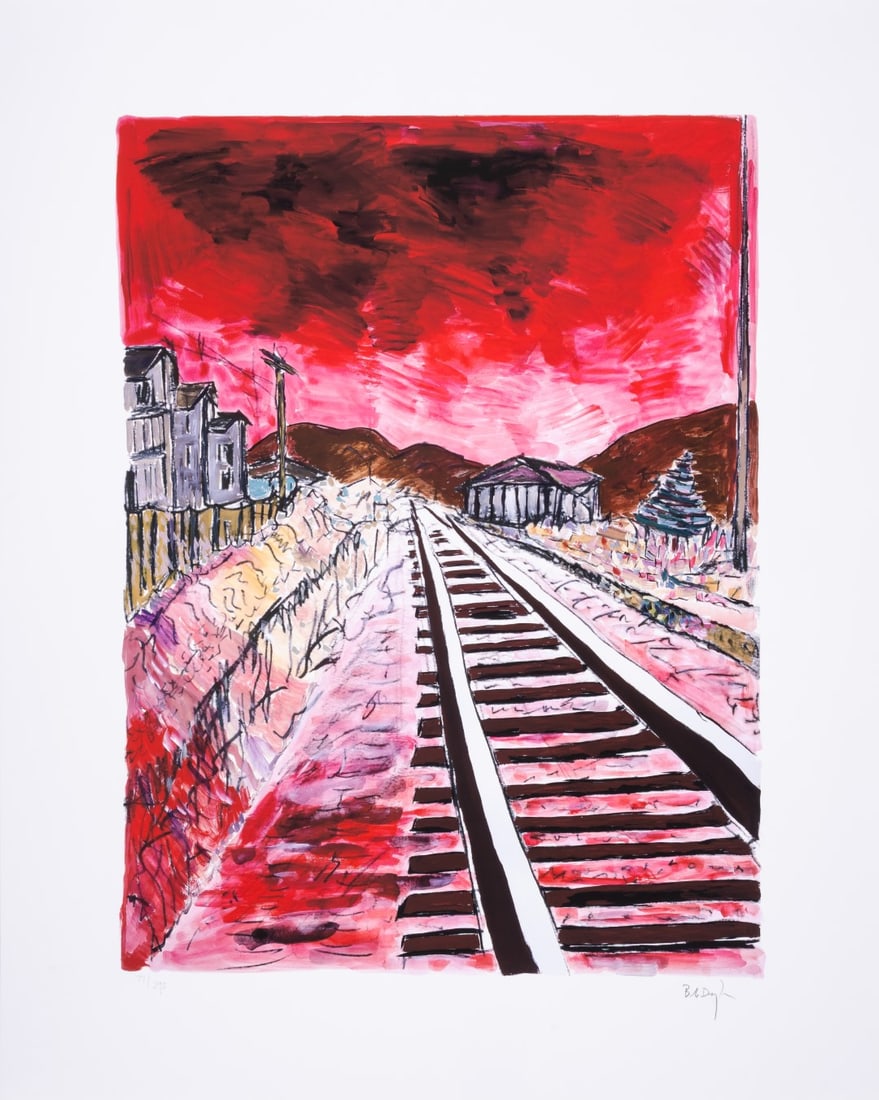 Bob Dylan (b.1941) Train Tracks (Pink), from The Drawn Blank Series (2010): Bob Dylan (b.1941)Train Tracks (Pink), from The Drawn Blank Series (2010)Digital pigment print in colours, 2010, signed in pencil, numbered from the edition of 295, published by Washington Green Fine
