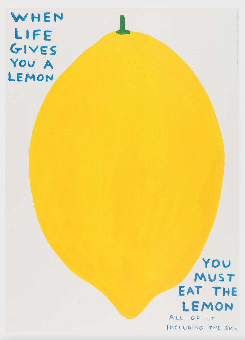David Shrigley (b.1968) When Life Gives You a Lemon: David Shrigley (b.1968)When Life Gives You a LemonOffset lithograph printed in colours, 2021, from the open edition, printed by Narayana Press, Denmark, published by Shrig Shop, Copenhagen, on wove pa