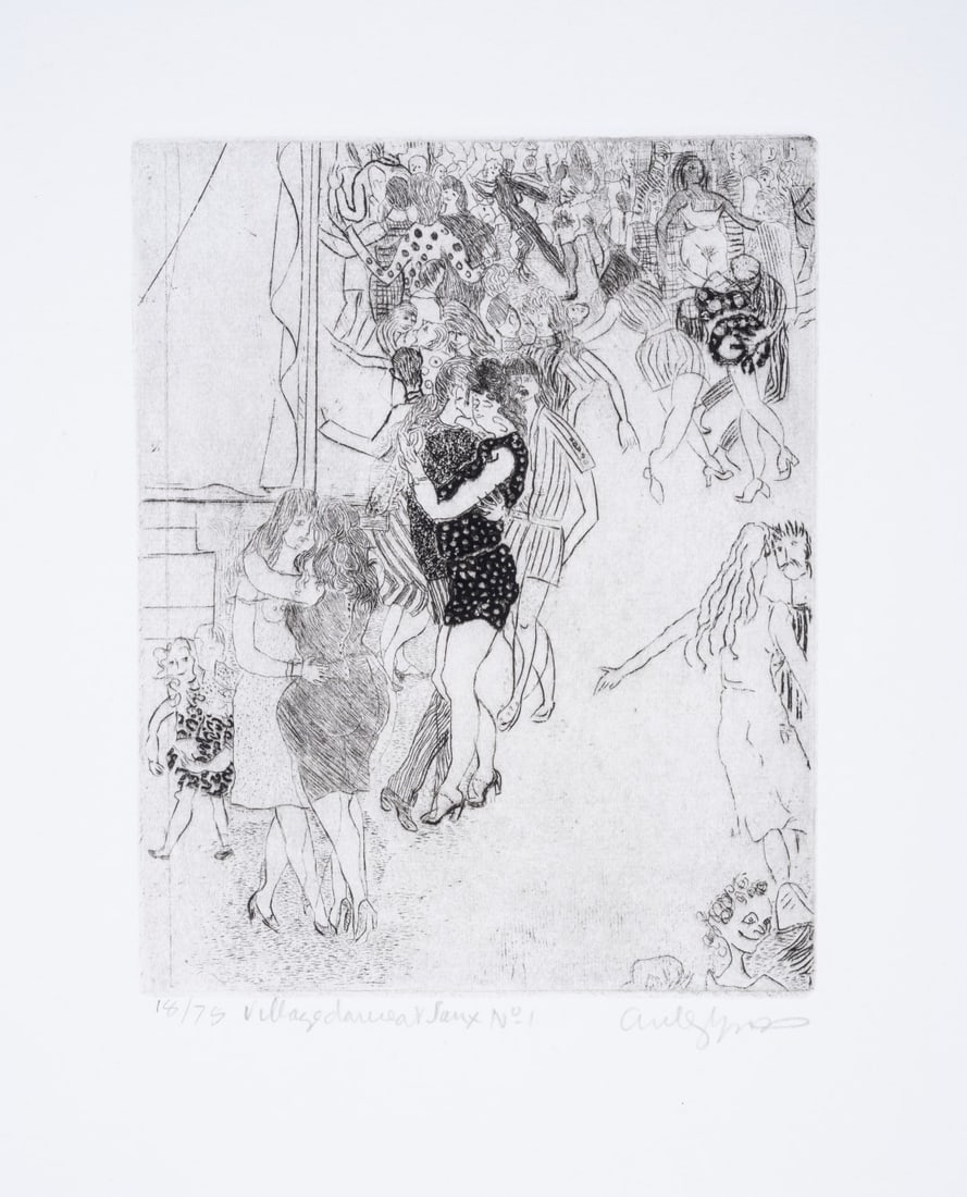 Anthony Gross (1905-1984) Village Dancers at Saux No.1 and Village Dancers at Saux No.2 (Herdman: Anthony Gross (1905-1984)Village Dancers at Saux No.1 and Village Dancers at Saux No.2 (Herdman 7402-7403)Two etchings, 1974, each signed and titled in pencil, numbered from the edition of 75, both on