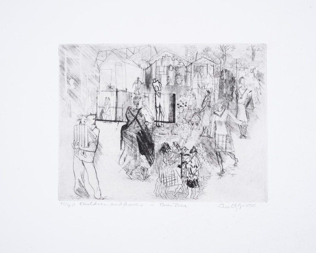 Anthony Gross (1905-1984) Children and Fences (Herdman 3005): Anthony Gross (1905-1984)Children and Fences (Herdman 3005)Etching, 1930, signed and titled in pencil, numbered from the edition of 40, on wove paper, with full margins, sheet 257 x 330mm (10 1/8 x 13