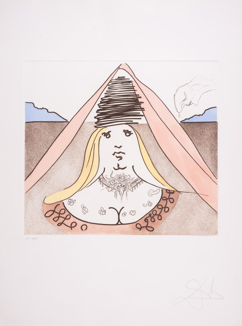 Salvador Dalí (1904-1989) Lady Dulcinea, from Historia de Don Quichotte de la Mancha (Field 80-1B;: Salvador Dalí (1904-1989)Lady Dulcinea, from Historia de Don Quichotte de la Mancha (Field 80-1B; not in M&L)Etching with aquatint printed in colours, 1980, signed and inscribed 'H.C.' in pencil, num