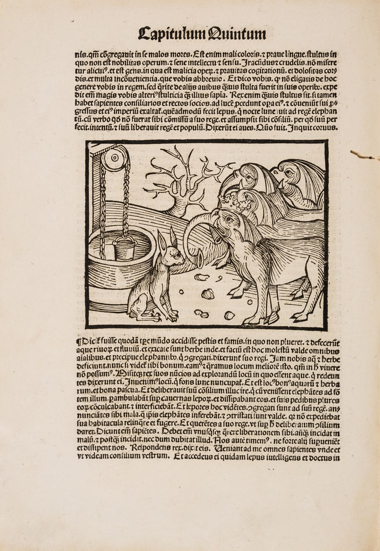 Indian fables.- Capua (Johannes da) Directorium humane vite, first edition of this translation, (1 of 1)