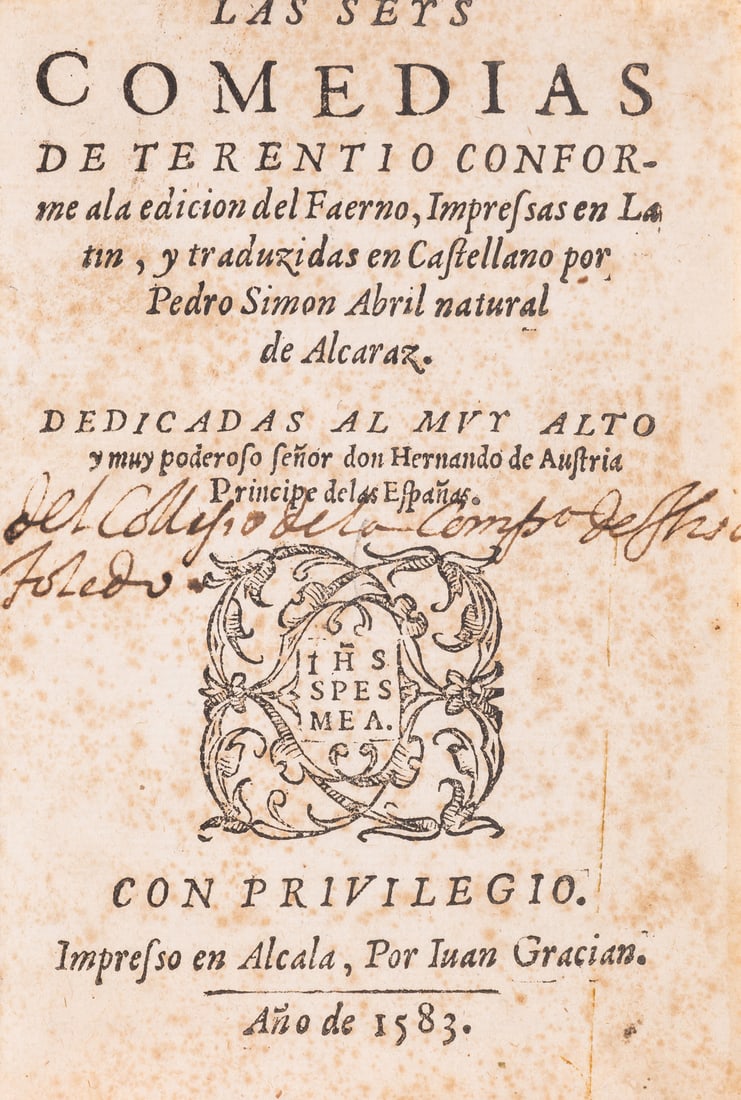 Plays.- Terentius Afer (Publius) Las seys comedias de Terentio conforme a la edicion del Faerno, (1 of 1)