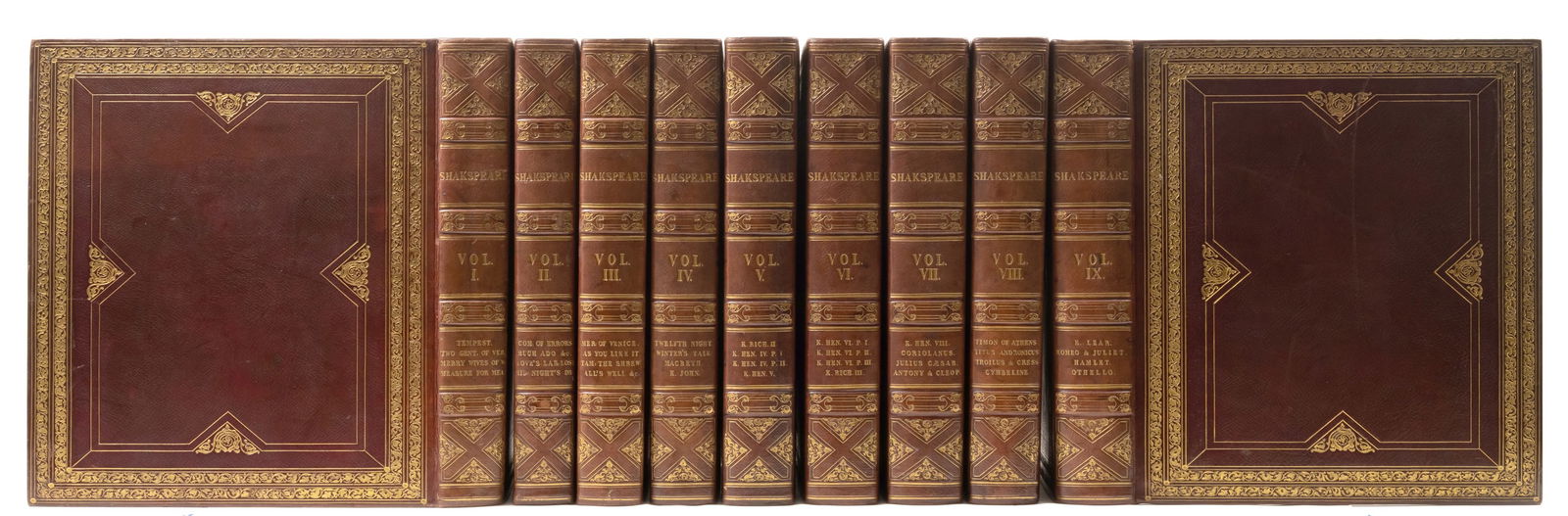Shakespeare (William) The Dramatic Works, 9 vol., John and Josiah Boydell, 1802.: Shakespeare (William) The Dramatic Works, 9 vol., revised by George Steevens, 2 engraved portraits and 95 plates, tissue guards, some foxing, mostly to plates and