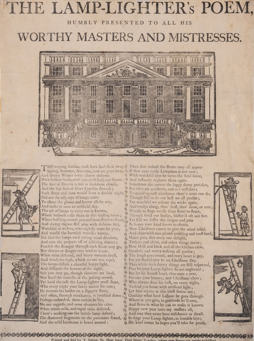 Broadside poem.- The Lamp-Lighter's Poem, Humbly Presented to all his Worthy Masters and Mistresses, (1 of 1)