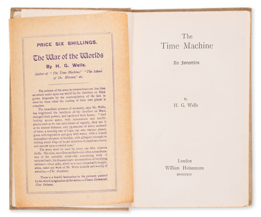 Wells (H.G.) The Time Machine, first edition, later issue, William Heinemann, 1895. (1 of 2)