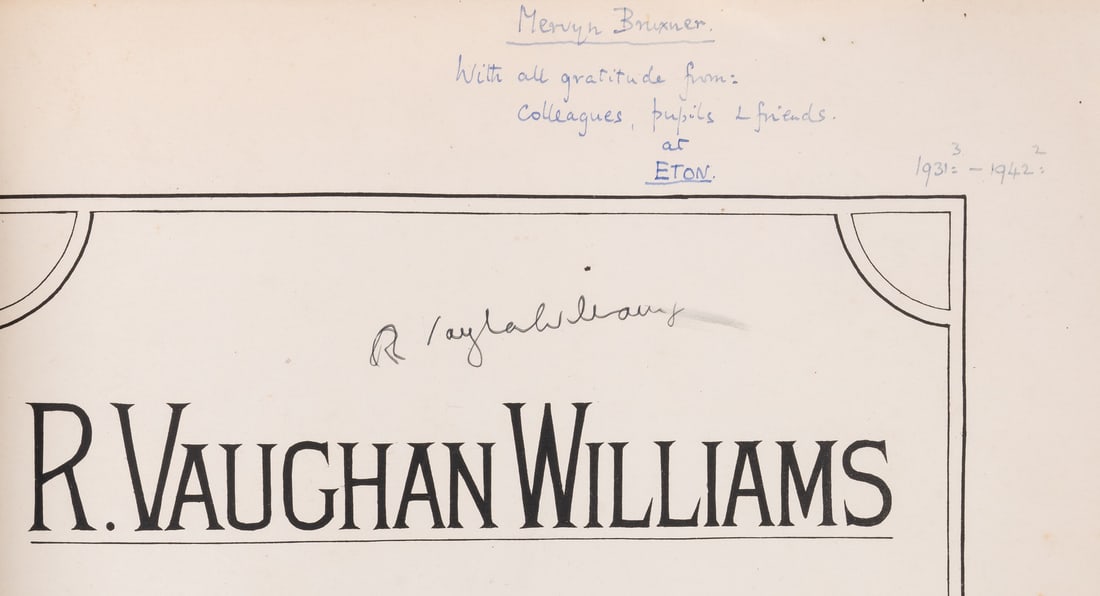 Music.- Vaughan Williams (Ralph) Toward the Unknown Region, signed by Ralph Vaughan Williams, gift (1 of 1)