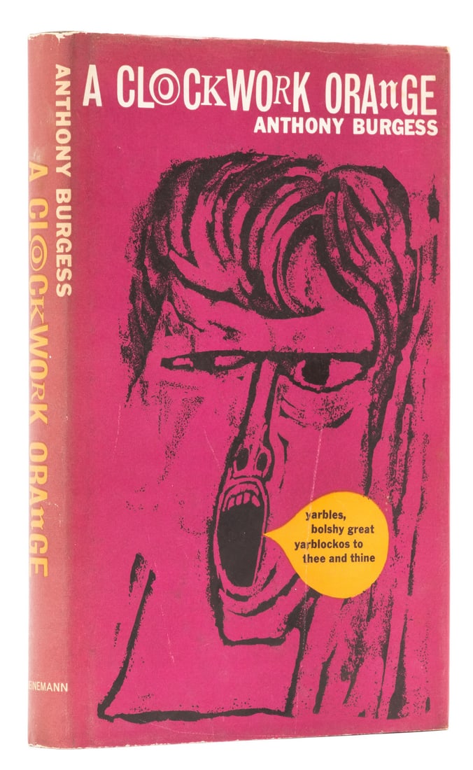 Burgess (Anthony) A Clockwork Orange, first edition, 1962.: Burgess (Anthony) A Clockwork Orange, first edition, small bookseller ticket to last pastedown, original boards, spotting to edges, original first issue dust-jack