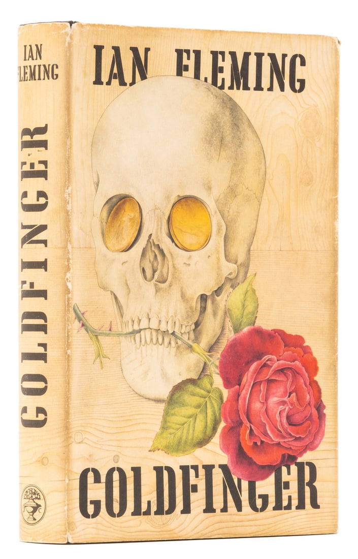 Fleming (Ian) Goldfinger, first edition, 1959.: Fleming (Ian) Goldfinger, first edition, ink ownership signature dated 1959 to front free endpaper, original boards with skull design in gilt and blind, spine let