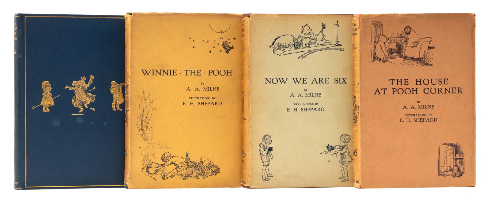 Titanic.- Milne (A.A.) The Set of Pooh Books, 4 vol., three with ownership inscription of Titanic: Titanic.- Milne (A.A.) [The Set of Pooh Books], 4 vol., comprising: When We Were Very Young, eight