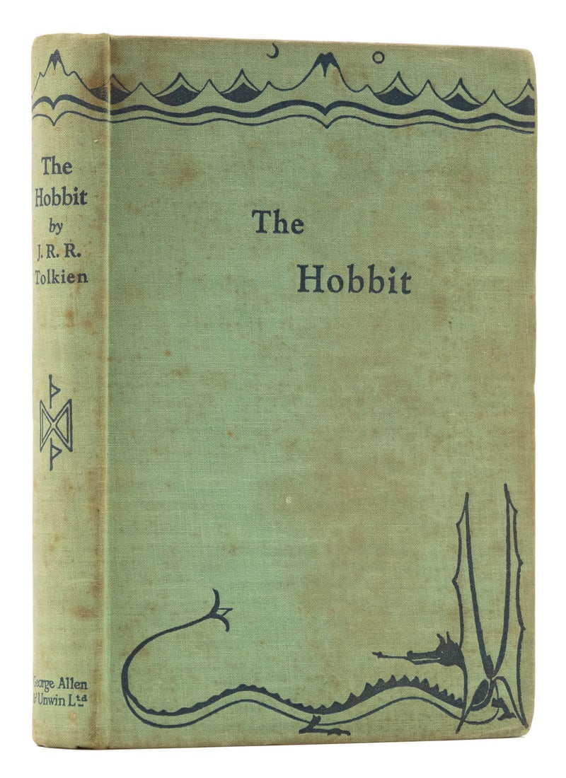 Tolkien (J.R.R.) The Hobbit, first edition, first impression, 1937.: Tolkien (J.R.R.) The Hobbit, first edition, first impression, frontispiece, one plate and 8 illustrations, including 7 full-page, map endpapers printed in red &am