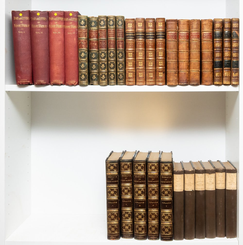 Bindings.- Montaigne (Michel de) Essays ..., 5 vol., number 27 of 150 large paper de luxe sets on (1 of 1)