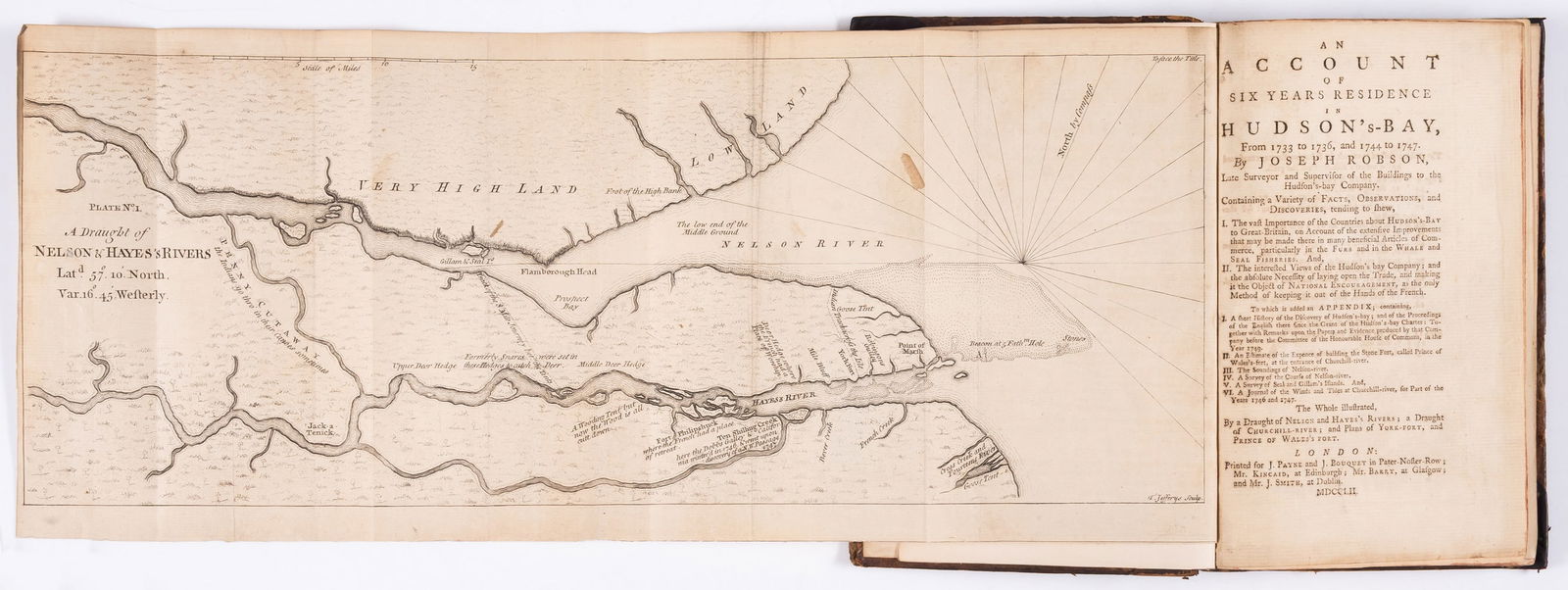 America.- Robson (Joseph) An Account of six years residence in Hudson's-Bay, from 1733 to 1736, and (1 of 1)