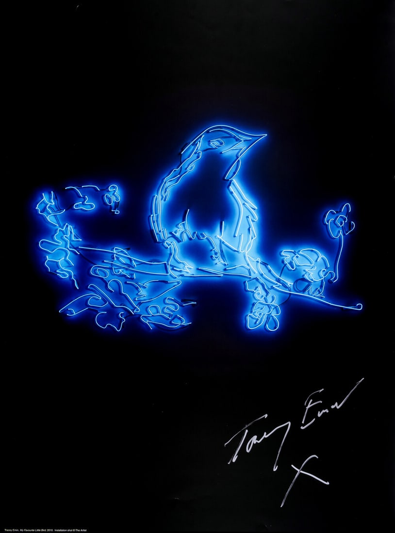 Tracey Emin (b.1963) My Favourite Little Bird: Tracey Emin (b.1963) My Favourite Little Bird Offset lithograph printed in colours, 2015, signed in silver felt-tip pen, from the edition of 500, published by Emin International, London, on silk finis