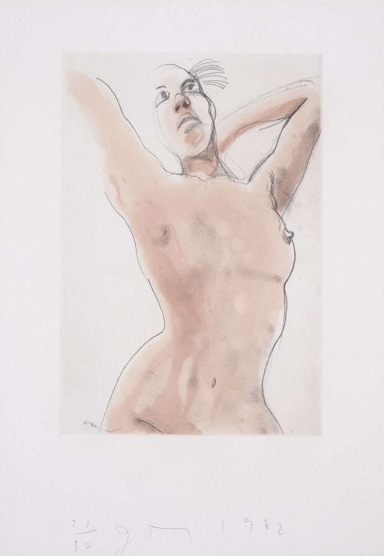 Jim Dine (b.1935) Little Nude 5, from Eight Little Nudes series: Jim Dine (b.1935)Little Nude 5, from Eight Little Nudes series (D'Oench & Feinberg 127)Etching and drypoint with aquatint printed in colours, 1982, signed and dated in pencil, numbered from the ed