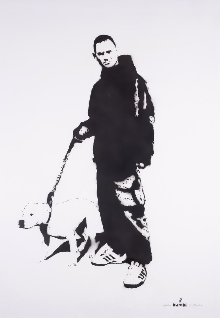 Bambi (b.1982) Hero to Zero: Bambi (b.1982) Hero to Zero Stencil and spray paint on paper, 2010, signed and inscribed '2nd edition' in pencil, tagged lower right, numbered from the edition of 100, on Somerset wove paper, wi