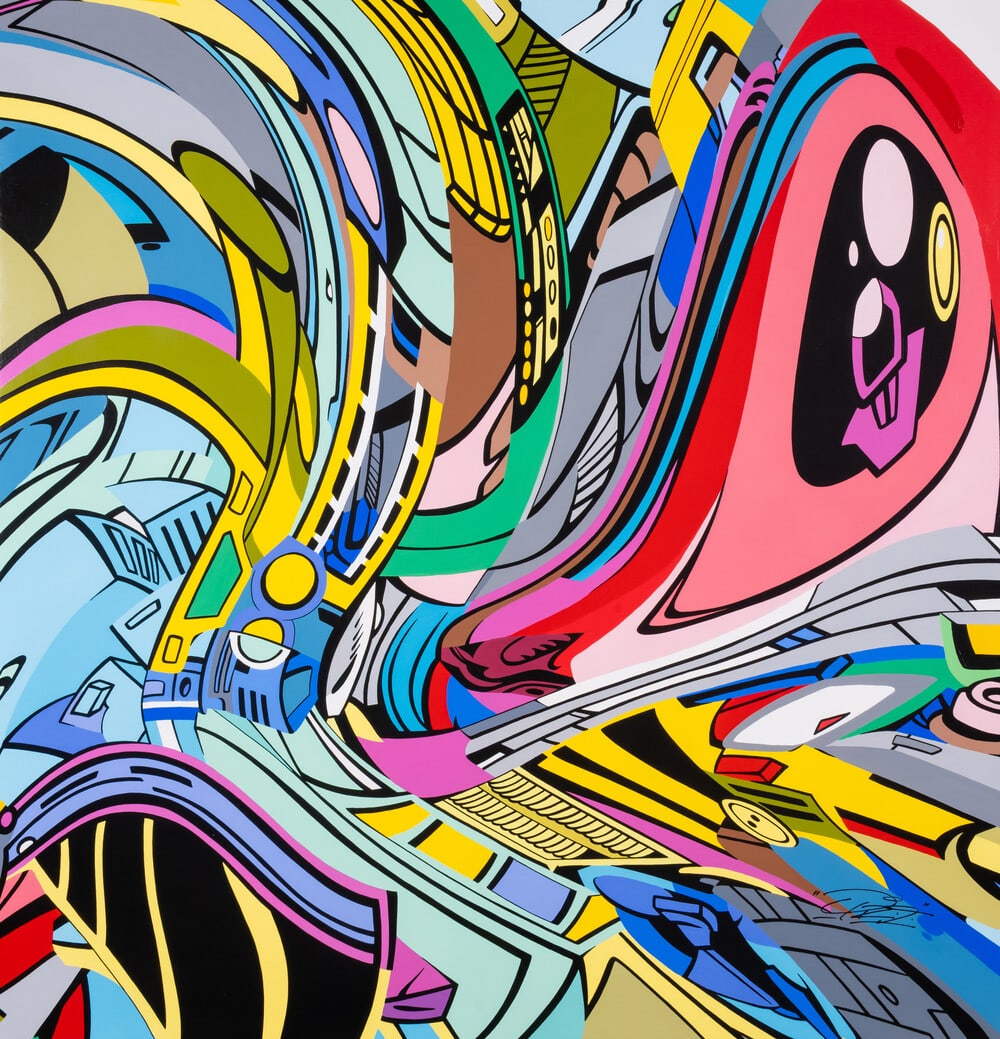 Pro176 (b.1976) Hall 9000 Watching: Pro176 (b.1976) Hall 9000 Watching Acrylic on canvas, 2013, signed in black ink recto, signed, titled and dated in black ink verso, overall 1020 x 980mm (40 1/4 x 38 1/2in) (unframed) This