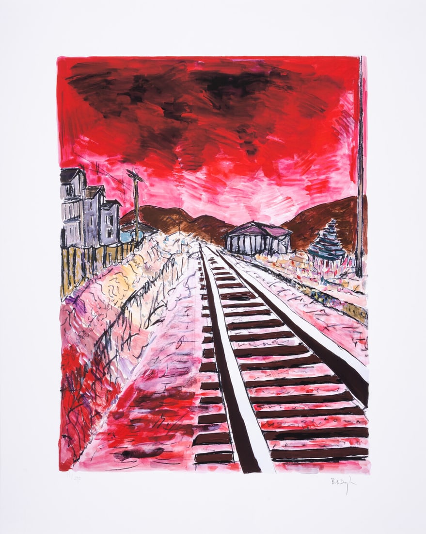 Bob Dylan (b.1941) Train Tracks (Red), from The Drawn Blank Series (2010): Bob Dylan (b.1941) Train Tracks (Red), from The Drawn Blank Series (2010) Digital pigment print in colours, 2010, signed in pencil, numbered from the edition of 295, published by Washington Green Fine