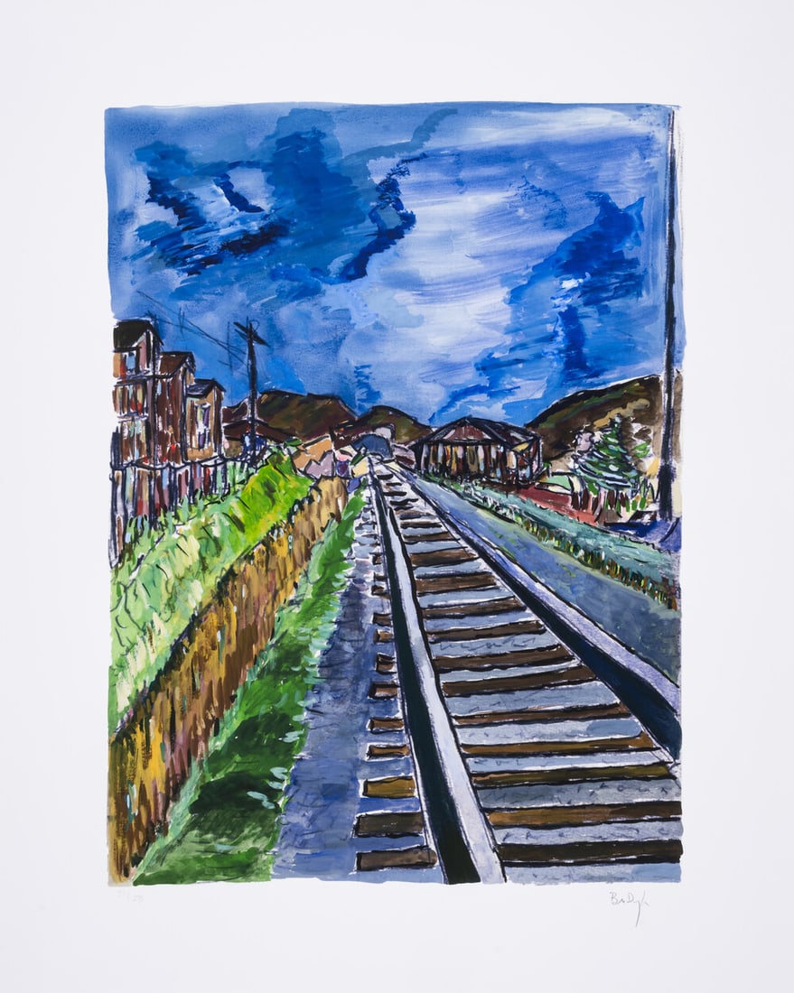 Bob Dylan (b.1941) Train Tracks (Blue), from The Drawn Blank Series (2010): Bob Dylan (b.1941) Train Tracks (Blue), from The Drawn Blank Series (2010) Digital pigment print in colours, 2010, signed in pencil, numbered from the edition of 295, published by Washington Green Fin