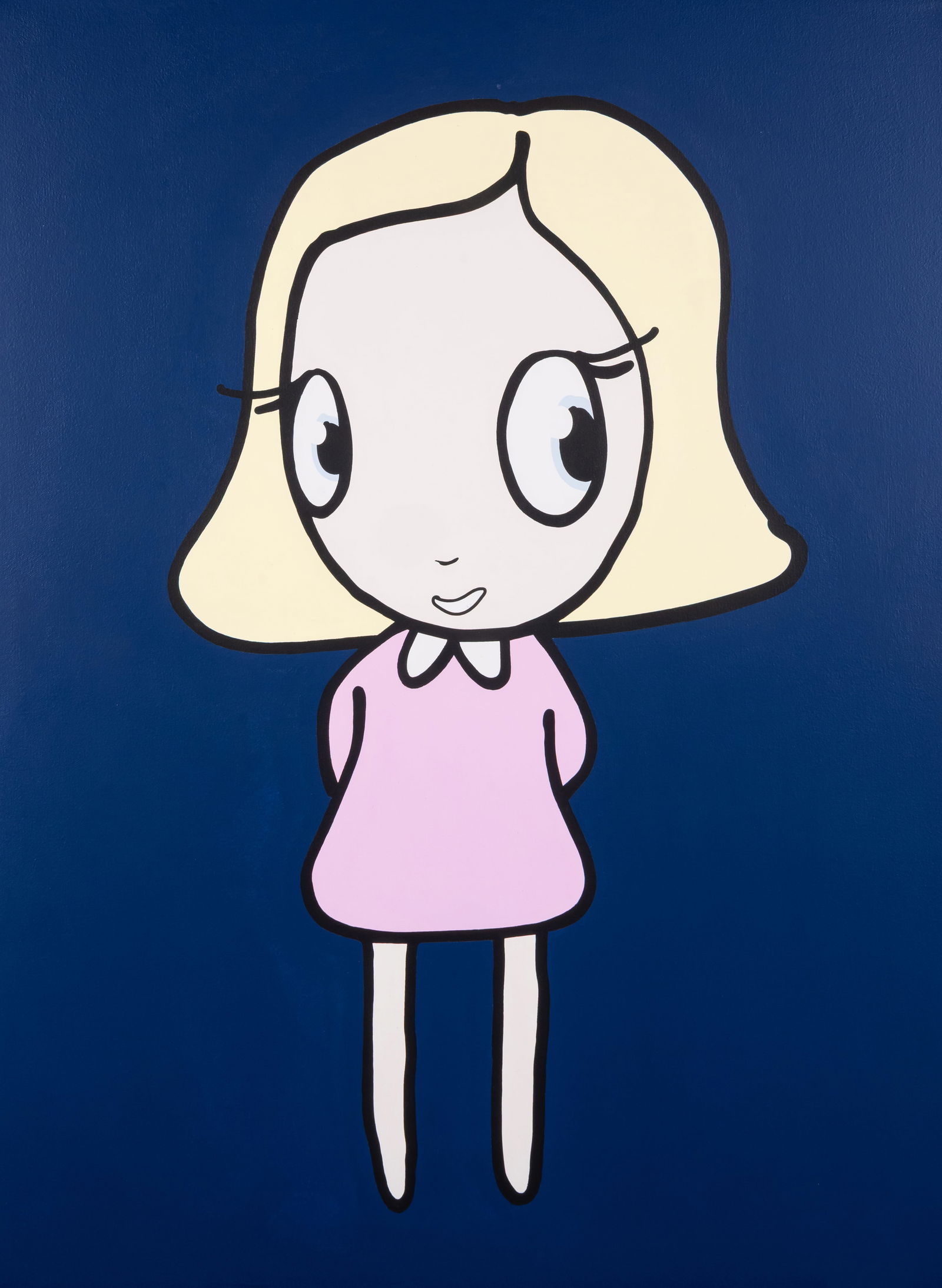 Nomiss (contemporary) Smile (Dark Blue, Pink & Honey): Nomiss (contemporary) Smile (Dark Blue, Pink & Honey) Latex, acrylic Resin and lacquer on canvas, 2022, signed, titled and dated in black pen verso, overall 800 x 580mm (31 1/2 x 22 7/8in) (framed)