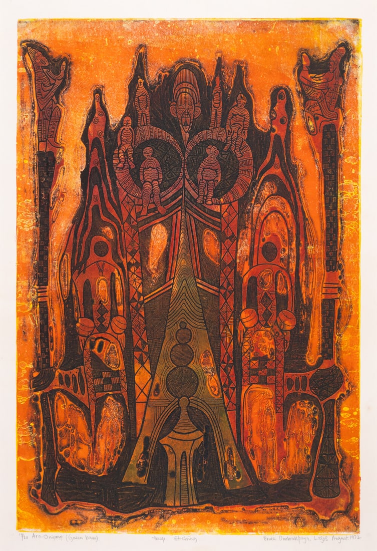 Bruce Onobrakpeya Aro-Oniomo (Green Base) (1 of 1)