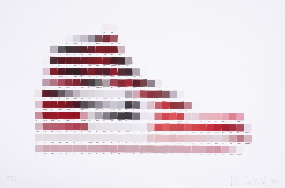 Nick Smith (b.1960) Nike Air Jordan Chicago: Nick Smith (b.1960) Nike Air Jordan Chicago Giclée in colours with screenprint varnish overlay, 2023, signed and dated in pencil, numbered from the edition of 75, published by Rhodes Contempora