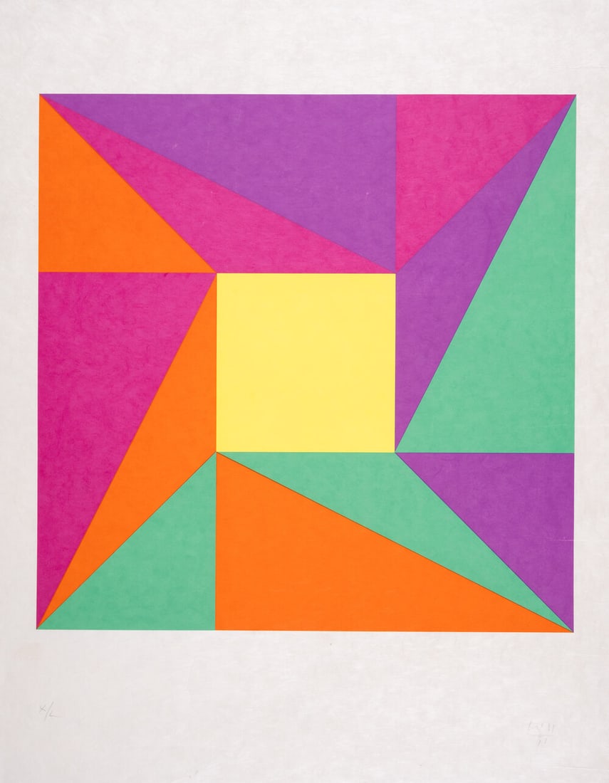 Max Bill (1908-1994) Untitled (Quadrant Mit Farbfeldern): Max Bill (1908-1994) Untitled (Quadrant Mit Farbfeldern) Screenprint in colours, 1991, signed and dated in pencil, number