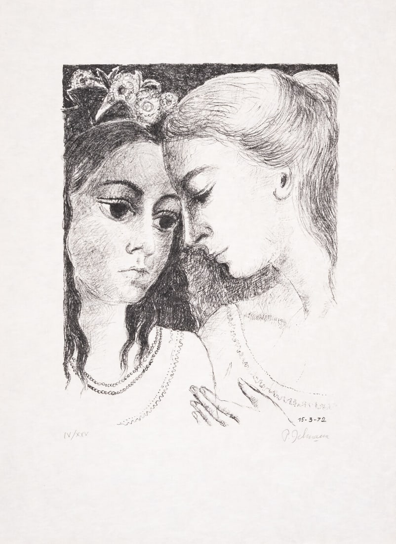 Paul Delvaux (1897-1994) Secrets (Jacob 58): Paul Delvaux (1897-1994) Secrets (Jacob 58)Lithograph, 1972, signed in pencil, numbered from the edition of 25 in roman numerals, the total edition was 85, printed by Mourlot, Paris, co-published by A