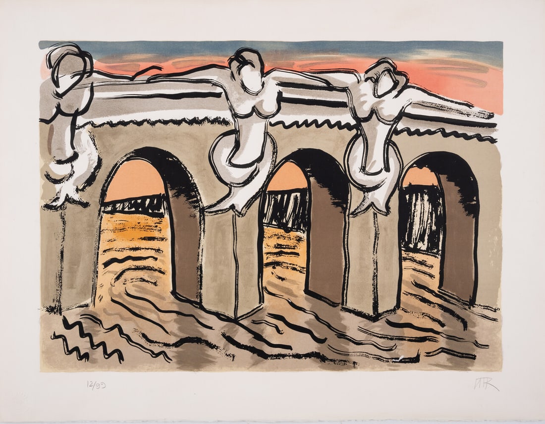 Man Ray (1890-1976) Le Pont Neuf (Pont Dix) (Anselmino 6): Man Ray (1890-1976) Le Pont Neuf (Pont Dix) (Anselmino 6) Lithograph printed in colours, 1970, initialled in pencil, numbered from the edition of 99, published by Art et Gravure, Geneva, with their bl