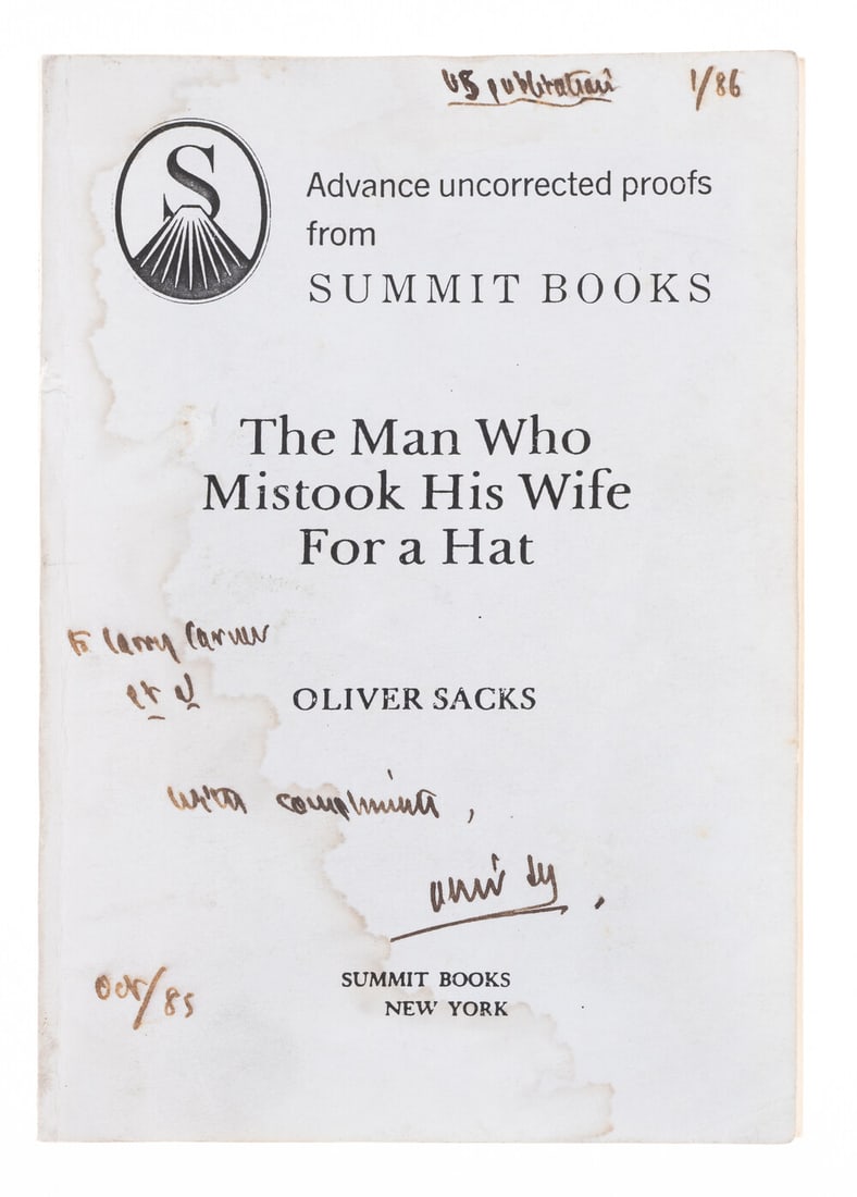 Sacks (Oliver) The Man Who Mistook His Wife For a Hat, advance uncorrected proof copy, signed (1 of 1)