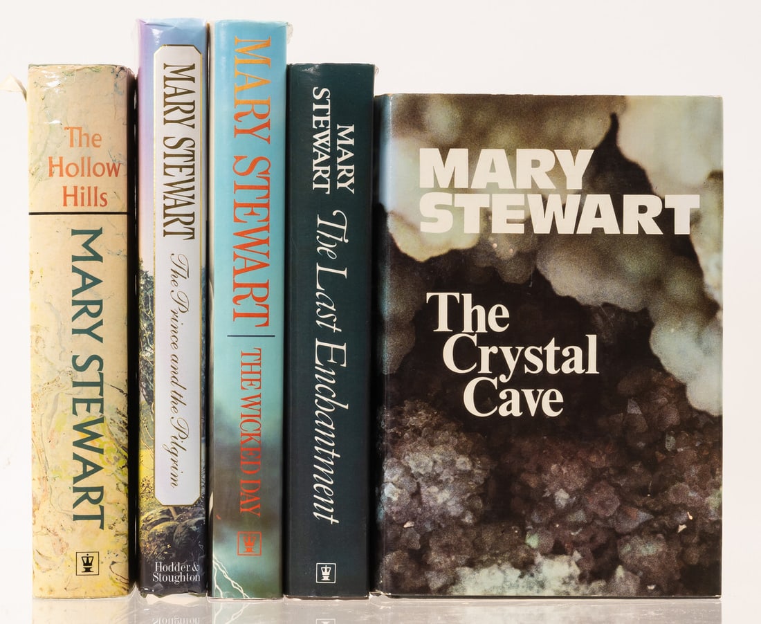 Stewart (Mary) [Merlin Series], 5 vol., first editions, all signed by the author, 1970-95: Stewart (Mary) [Merlin Series], 5 vol., comprising The Crystal Cave, 1970, The Hollow Hills, a few marginal closed tears to dust-jacket at head, 197