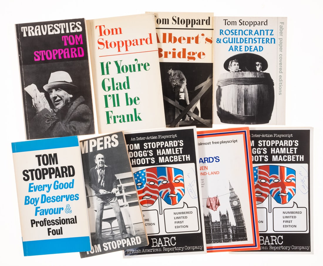 Stoppard (Tom) Travesties, first edition, signed by the author, 1975; and 8 other signed works by: Stoppard (Tom) Travesties, signed by the author to front free endpaper, ink ownership inscription to front free endpaper, the odd spot or mark, spine sli