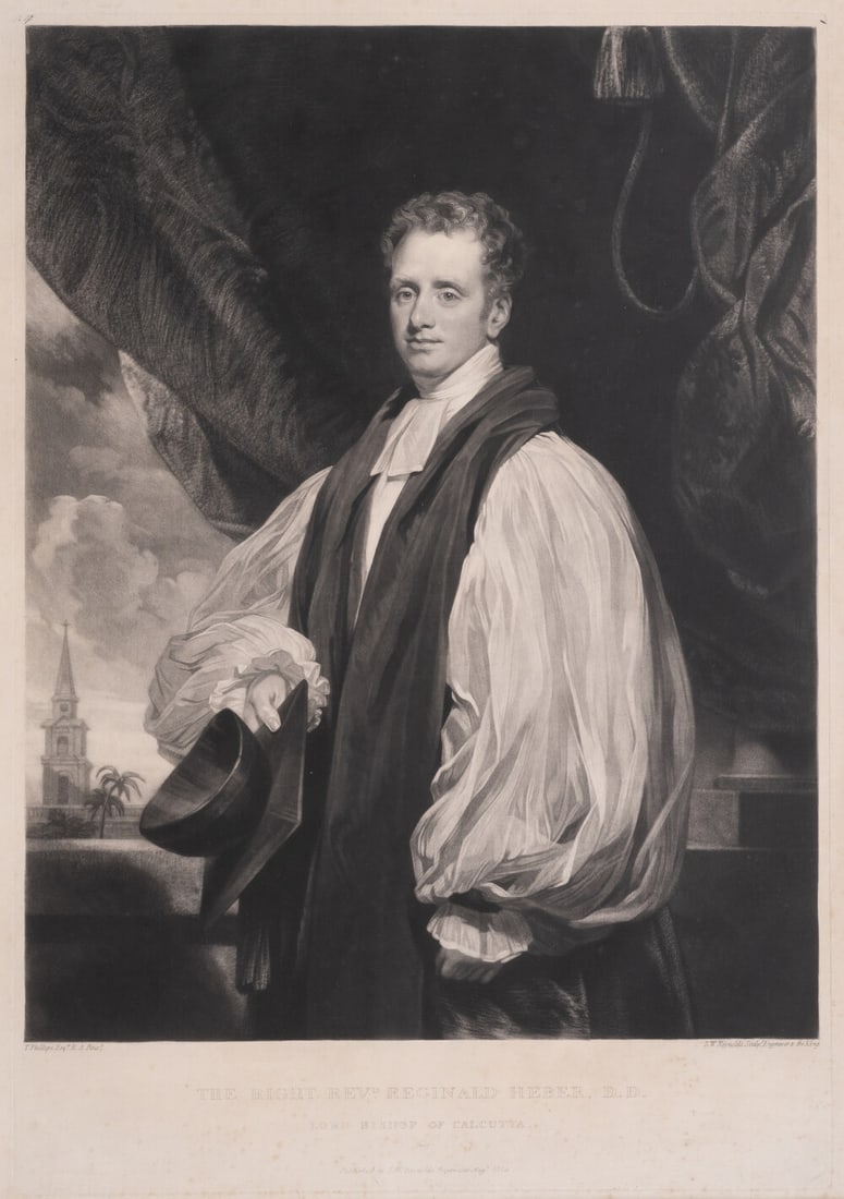 Calcutta residents.- Bishop of Calcutta.- Reynolds (Samuel William) The Right Revd. Reginald Heber,: Calcutta residents.- Bishop of Calcutta.- Reynolds (Samuel William) The Right Revd. Reginald Heber, D.D., Lord Bishop of Calcutta, after Thomas Pillips, mezzotint and engravi