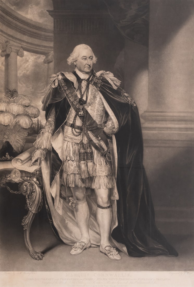 Commander-in-Chief of British India.- Ward (William) Lord Cornwallis, after Sir William Beechey,: Commander-in-Chief of British India.- Ward (William) Lord Cornwallis, after Sir William Beechey, mezzotint and engraving, 650 x 450 mm (25 1/2 x