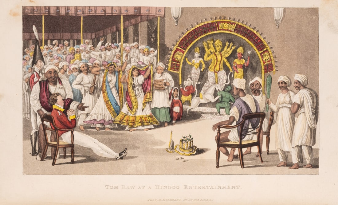 D'Oyly (Charles) Tom Raw, the Griffin: A Burlesque Poem, first edition, R. Ackermann, 1828.: D'Oyly (Charles) Tom Raw, the Griffin: A Burlesque Poem, first edition, 25 hand-coloured aquatint plates, including frontispiece, lacking half-title, bou