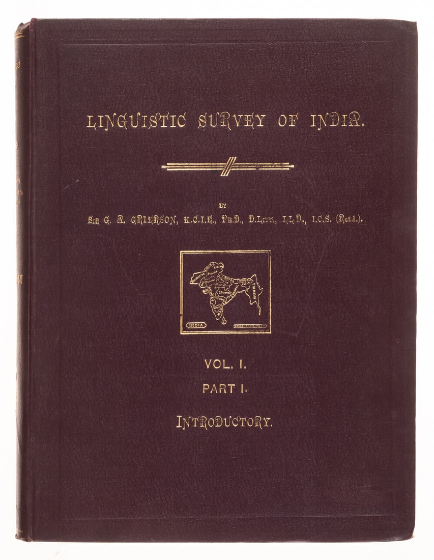Grierson (Sir George Abraham) Linguistic Survey of India, 11 vol. in 20, folding maps, original: Grierson (Sir George Abraham) Linguistic Survey of India, 11 vol. in 20 including a supplement to vol.1,