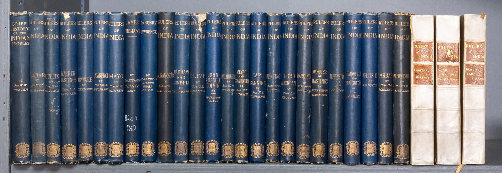 Hunter (Sir William Wilson) [Rulers of India Series], 29 vol. in 27, most original blue cloth,: Hunter (Sir William Wilson, editor) [Rulers of India Series], 29 vol. in 27, all but one with folding map, some plates, some ex-library copies w