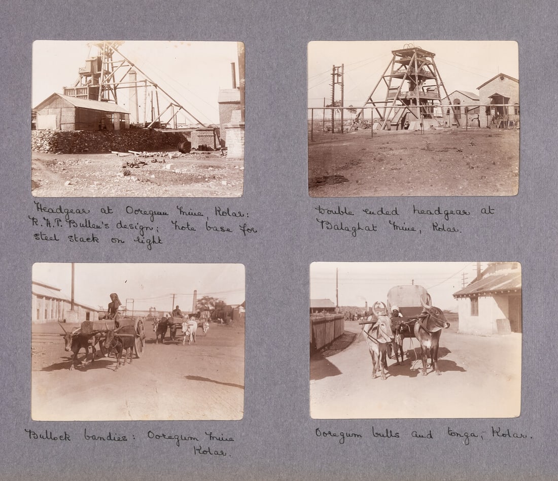 Mining in India.- [2 Albums containing c.260 photographs, including mining operations in India],: Mining in India.- [2 Albums containing c.260 photographs, including mining operations in India], locations include "Oosman Pit" & "Batten Pit" Yellandu, "Ootegum Mine, Kolar", "Si