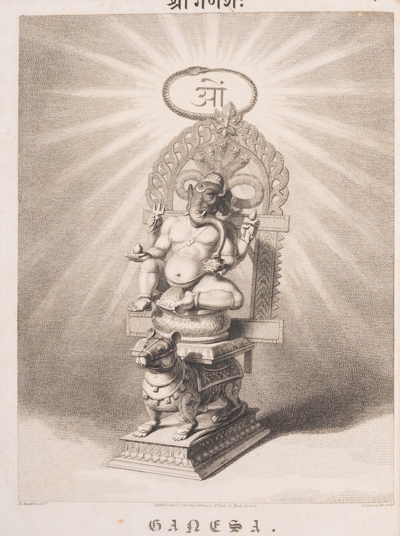 Moor (Edward) [Sri Sarva Deva Sabha] The Hindu Pantheon, first edition, engraved plates, for: Moor (Edward) [Sri Sarva Deva Sabha] The Hindu Pantheon, first edition, engraved frontispiece of Ganesha and 104 pl