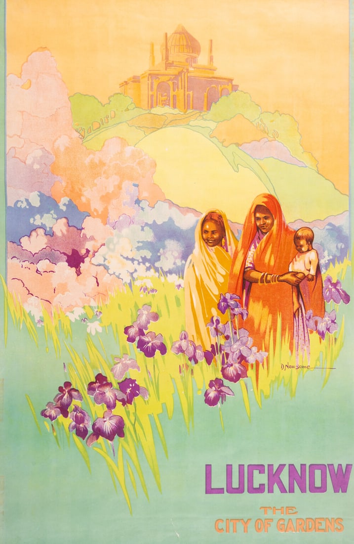 Newsome (Dorothy) Lucknow. The City of Gardens, lithograph poster, [1935]: Newsome (Dorothy) Lucknow. The City of Gardens, lithograph poster printed in colours, on wove paper, not backed onto linen, sheet 980 x 630 mm (38 1/2 x 24 3/4 in