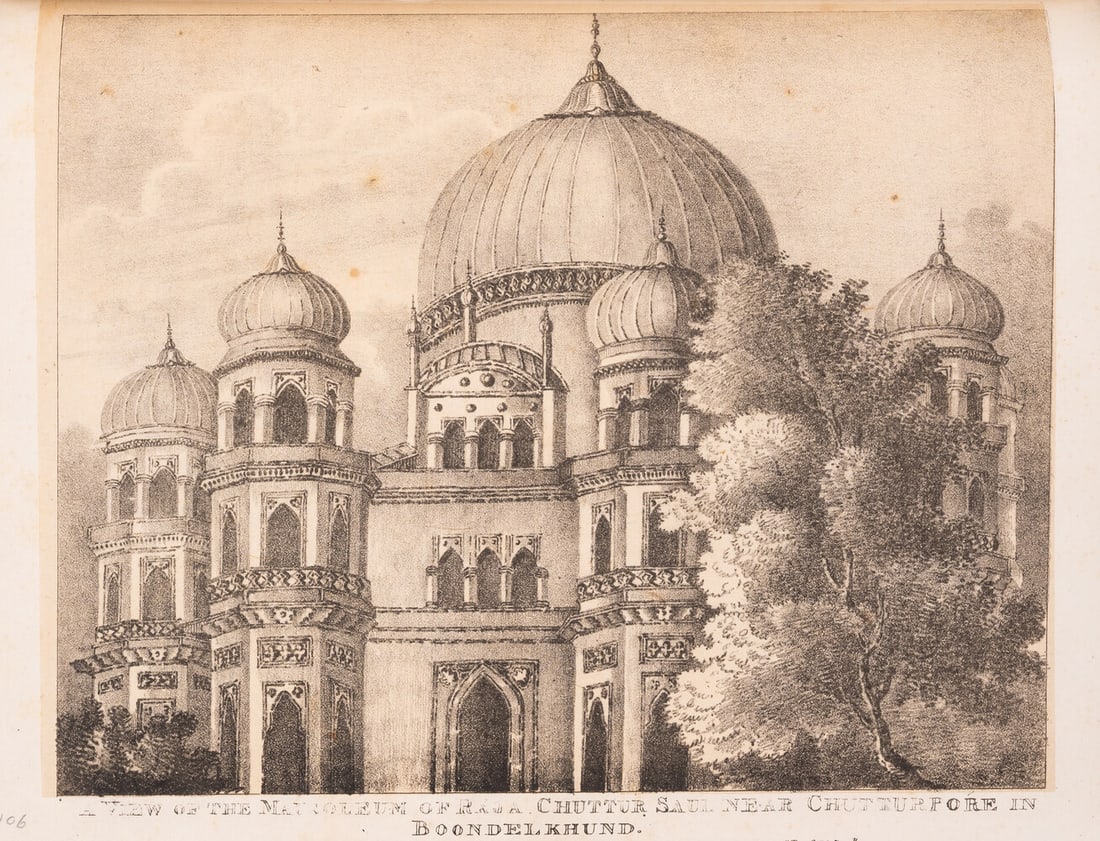 Pogson (Capt. Wredenhall Robert) A History of the Boondelas, first edition, Calcutta, printed at the: Pogson (Capt. Wredenhall Robert) A History of the Boondelas, first edition, title with lithographed vignet