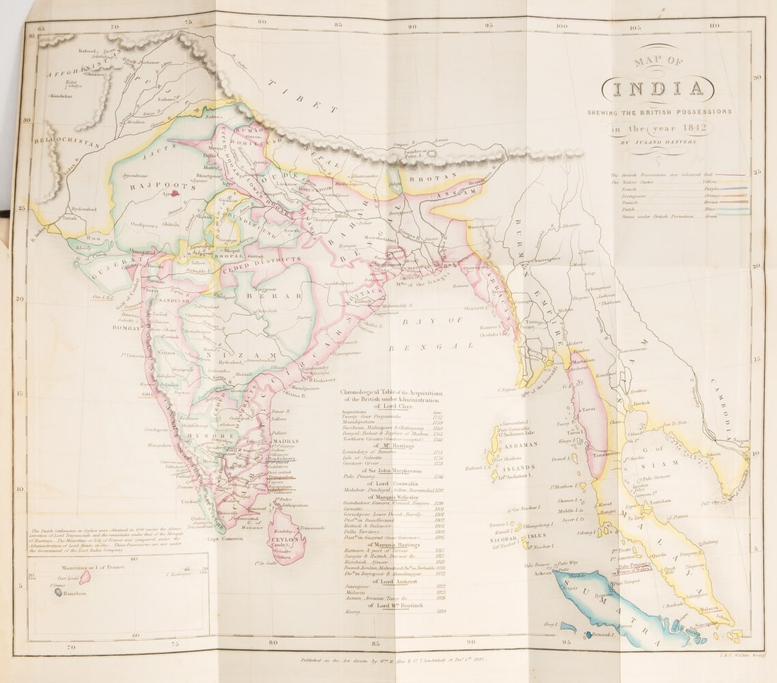 Thornton (Edward) The History of the British Empire in India, 6 vol., first edition, original cloth,: Thornton (Edward) The History of the British Empire in India, 6 vol., 6 foldin
