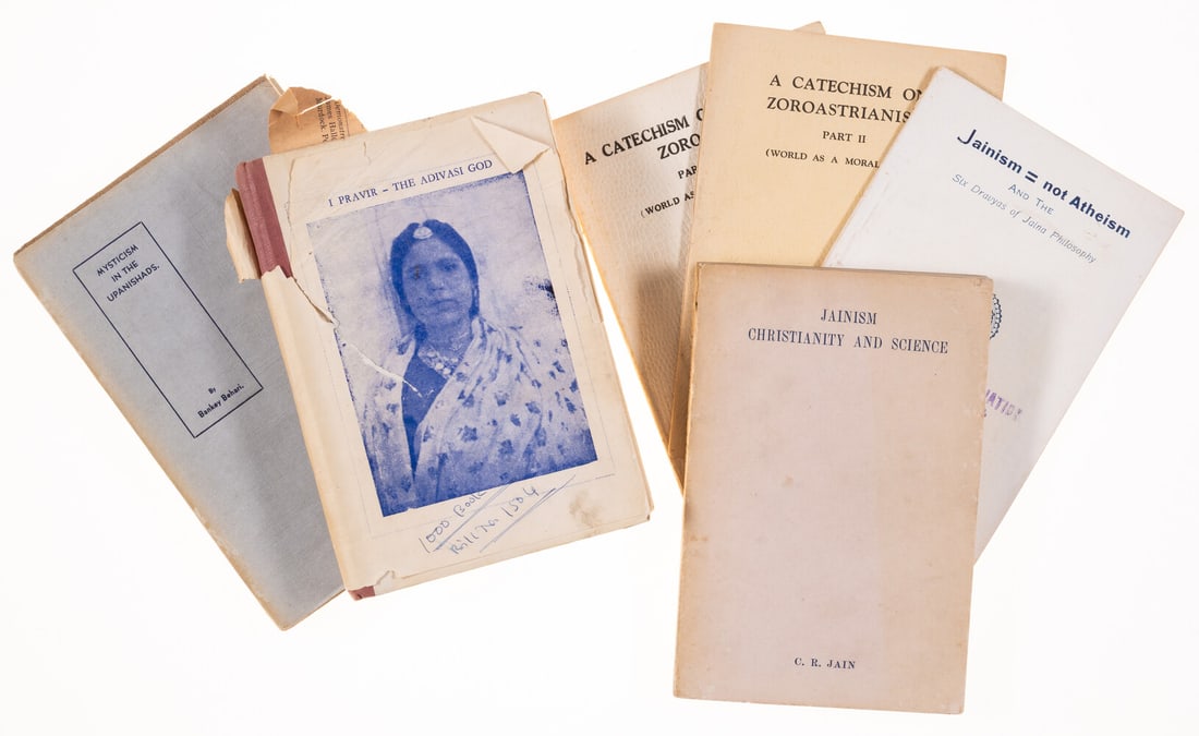 Warren (H.) Jainism not Atheism and the Six Dravyas of Jaina Philosophy, presentation copy from R.: Warren (H.) Jainism not Atheism and the Six Dravyas of Jaina Philosophy, faint staining, original paper wrappers, i