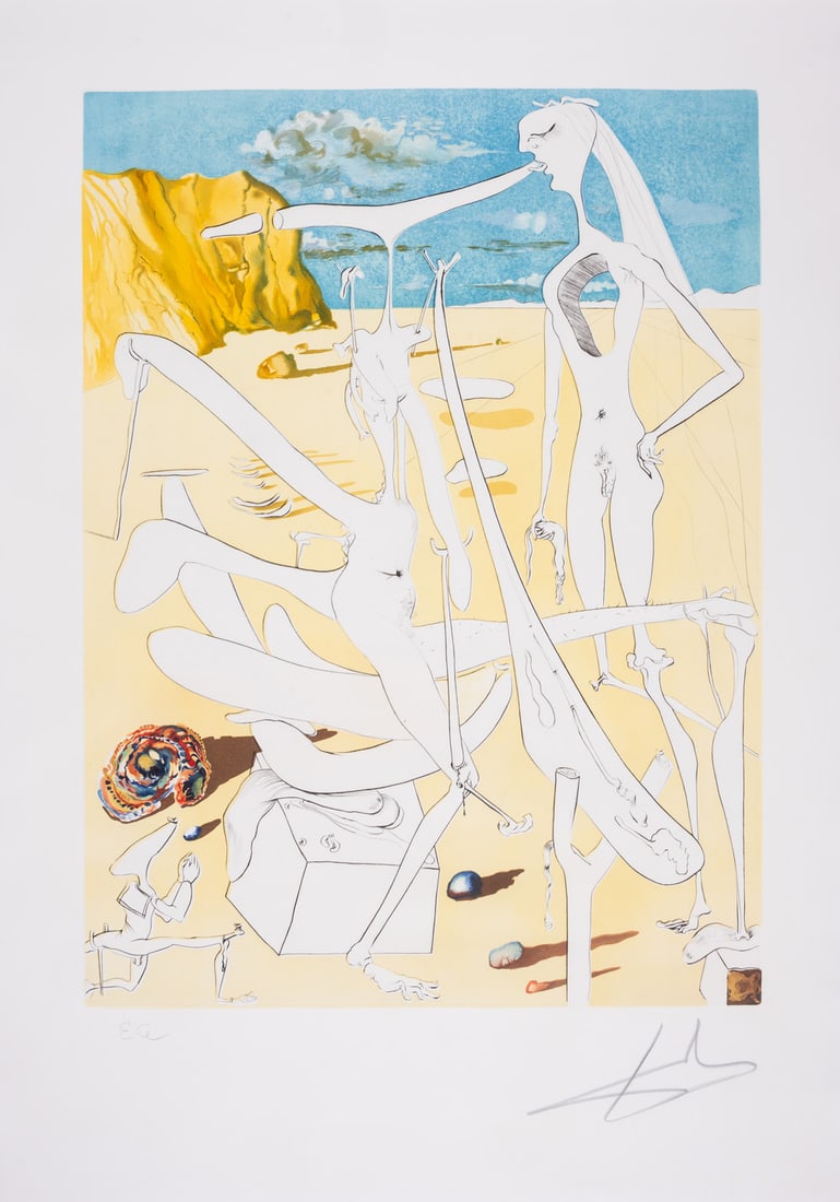 Salvador Dalí Infraterrestrials Adored by Dalí At The Age Of Six When He Thought Himself An Insect: Salvador Dalí Infraterrestrials Adored by Dalí At The Age Of Six When He Thought Himself An Insect (Field 74-12F; M&L 649) Engraving, with etching and lithograph in colo