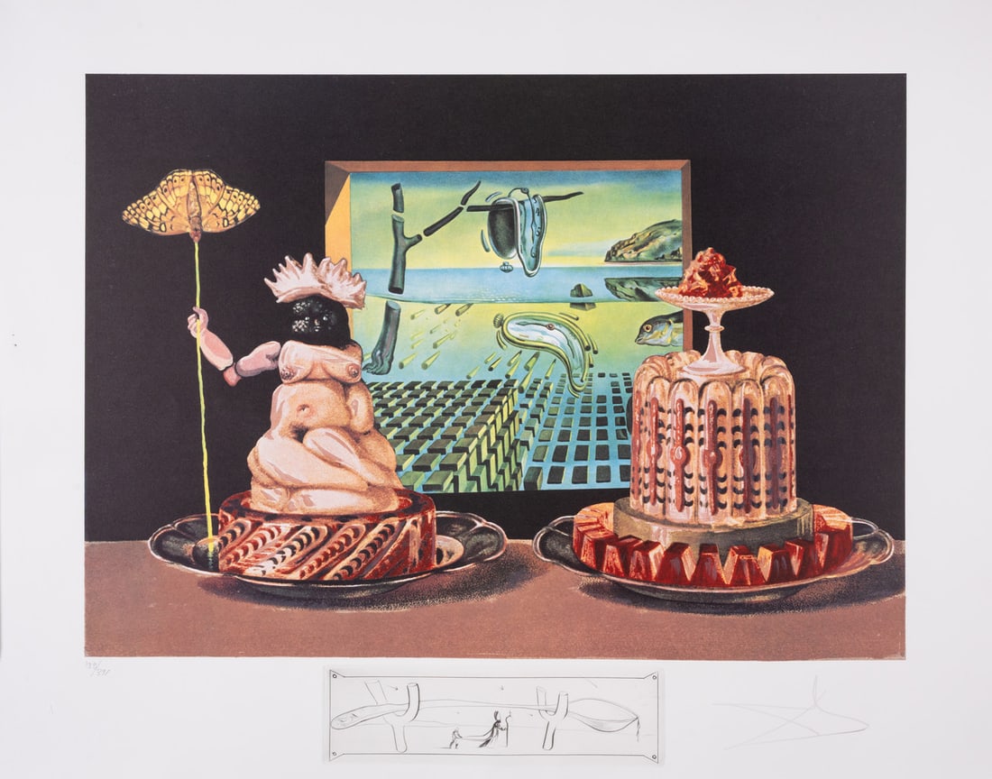 Salvador Dalí (1904-1989) Les "Je mange Gala", from Les Dîners de Gala (Field 77-5I; M&L 1337a): Salvador Dalí (1904-1989) Les "Je mange Gala", from Les Dîners de Gala (Field 77-5I; M&L 1337a)Photolithograph printed in colours with etching, 1971, signed in pencil, numbered from t